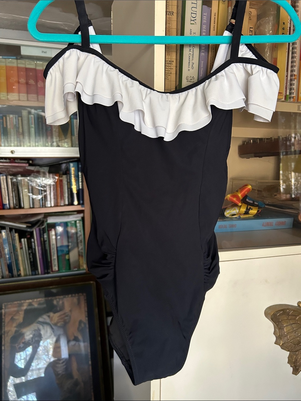 Profile By Gottex Black One-Piece Swimsuit with White Ruffle